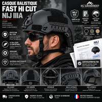 Casque pare balle FAST HI CUT ACH NIJ IIIA système Wendy
