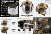 Pack Protection Intégrale NIJ IIIA - Casque FAST HI CUT + Visière NIJ IIIA