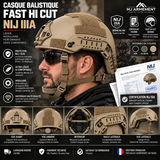 Pack Protection Intégrale NIJ IIIA - Casque FAST HI CUT + Visière NIJ IIIA