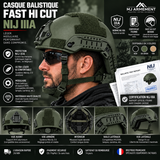 Pack Protection Intégrale NIJ IIIA - Casque FAST HI CUT + Visière NIJ IIIA