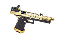 RÉPLIQUE GBB GAZ HI-CAPA 5.1 NOIR / OR 1,0J + POINT ROUGE BDS