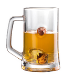 Pinte/Verre avec incrustation de balle- idéal cadeau
